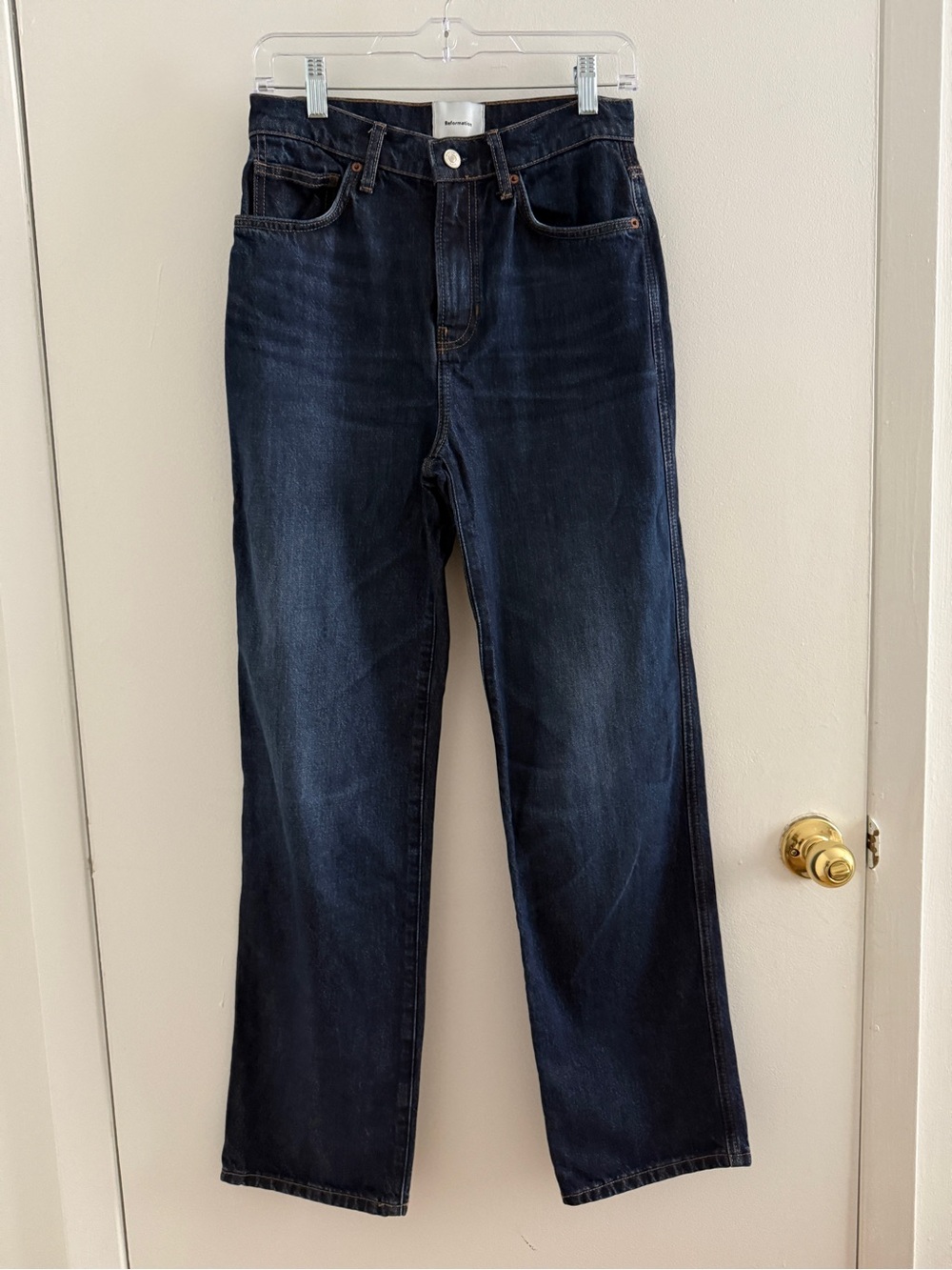 Reformation Val 90s Mid Rise Straight Jeans in Navy Blue Ahurani Size 25